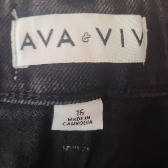 15.  Ava & Viv NWT Women's 90's Straight High-Rise Denim Jeans Black Size 16 - Picture 10 of 12